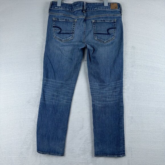 American Eagle Artist Crop Jeans Stretch Womens Size W30 Low Rise Blue - Picture 2 of 11